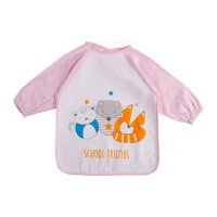 پیشبند آستین دار طرح روباه و جغد رنگ صورتی بیبی فورلایف Baby4life