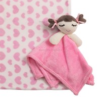 پتو عروسکی نوزاد طرح دختر و قلب رنگ صورتی My Little Love