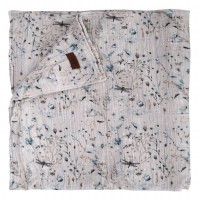 دورپیچ نخی دولایه طرح گل رنگ طوسی کیکابو