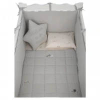 ست روتختي 8 تيکه طرح مرغابي پارچه موسلين رنگ طوسي ايسيز Isiz