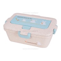 ظرف غذا کودک طرح خرگوش آبی با قاشق و چنگال لانچ باکس Lunch Box کد 527