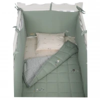 ست روتختی 8 تيکه طرح مرغابی پارچه موسلين رنگ سبز ايسيز Isiz