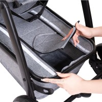 ست کالسکه بیب Babe مدل متال رنگ طوسی بدنه مشکی کروم