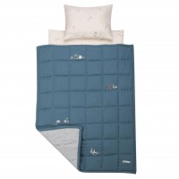 سه تیکه خواب کنار مادری طرح مرغابی موسلین رنگ سرمه ای ایسیز