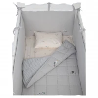 ست روتختي 8 تيکه طرح مرغابي پارچه موسلين رنگ طوسي ايسيز Isiz