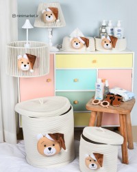 سبد کنار تختی بزرگ طرح تدی رنگ کرم ایسیز Isiz