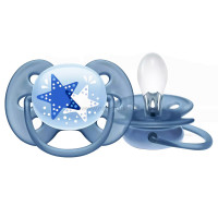 پستانک Ultra Soft طرح ستاره طوسي 18-6 ماه اونت AVENT (فاقد جعبه)