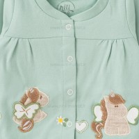 بلوز آستين بلند جلو دکمه طرح يونيکورن نيلي Nili