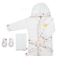 سرویس حوله 4 تیکه جعبه ای طرح حیوانات رنگ کرمی Papo