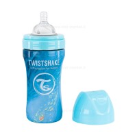 شیشه شیر استیل ۳۳۰ میلی لیتر ماربل آبی تویست شیک Twistshake