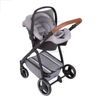 ست کالسکه بیب Babe مدل متال رنگ طوسی بدنه مشکی کروم