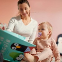 پستانک بادامی تکی الترا ایر 0 - 6 ماه طرح پنگوئن بنفش اونت Avent  (بدون جعبه)