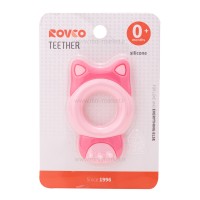 دندانگیر سیلیکونی رووکو Rovco طرح گربه رنگ صورتی
