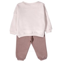 بلوز شلوار دخترانه طرح خرگوش بالرین رنگ کرم قهوه ای پاپو Papo