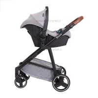 ست کالسکه بیب Babe مدل متال رنگ طوسی بدنه مشکی کروم