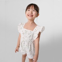 رامپر دخترانه طرح گلبرگ رنگ سفید پاپو papo