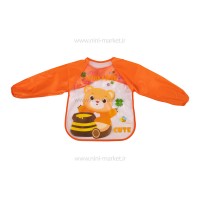 پیشبند آستین دار طرح خرس و عسل رنگ نارنجی Baby&me
