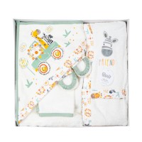 سرویس حوله 4 تیکه جعبه ای طرح حیوانات رنگ سبز Papo