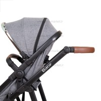 ست کالسکه بیب Babe مدل متال رنگ طوسی بدنه مشکی کروم