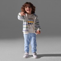 سه تیکه پسرانه اسپرت طرح تمساح رنگ آبی شیری پاپو papo