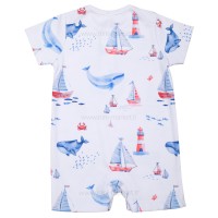 رامپر پسرانه طرح دریا رنگ سفید bee baby