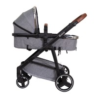 ست کالسکه بیب Babe مدل متال رنگ طوسی بدنه مشکی کروم