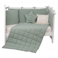 ست روتختي 8 تيکه طرح مرغابي پارچه موسلين رنگ سبز ايسيز Isiz