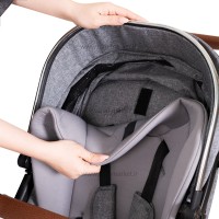 ست کالسکه بیب Babe مدل متال رنگ طوسی بدنه مشکی کروم