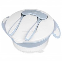 خرید ظرف غذا چسبان و قاشق کیکابو Kikkaboo رنگ آبی