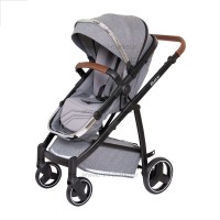 ست کالسکه بیب Babe مدل متال رنگ طوسی بدنه مشکی کروم