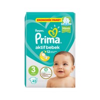 پوشک پریما Prima سایز 3 (6-10 کیلو) بسته 45 عددی