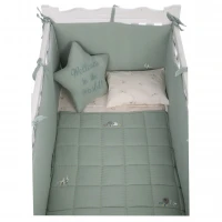 ست روتختی 8 تيکه طرح مرغابی پارچه موسلين رنگ سبز ايسيز Isiz