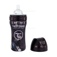 شیشه شیر استیل ۳۳۰ میل ماربل مشکی تویست شیک Twistshake