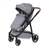 ست کالسکه بیب Babe مدل متال رنگ طوسی بدنه مشکی کروم