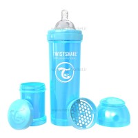 شیشه شیر طلقی ضدنفخ 330 میل آبی تویست شیک Twistshake