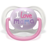 پستانک تکی الترا ایر 0-6 ماه طرح I LOVE MAMA رنگ یاسی اونت Avent (فاقد جعبه)