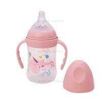 شیشه شیر 180 میل دسته دار طرح روباه رنگ صورتی رووکو Rovco